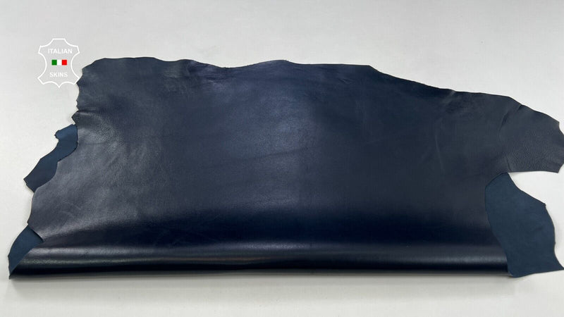 DARK BLUE SEMI GLOSS Italian Lambskin Sheep leather hides 5+sqf 0.8mm #C1983