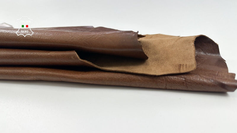 BROWN ROUGH ANTIQUED VEGETABLE TAN Soft Goatskin leather hide 3+sqf 1.0mm #C2280