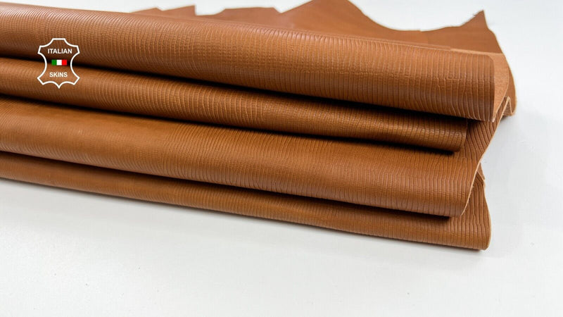 TAN BROWN TEJUS TEXTURED EMBOSSED ON Goatskin leather 4 skins 24sqf 1.2mm #C1949