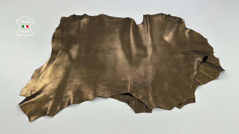 METALLIC BRONZE SHIMMER LAME Italian Goatskin leather 2 skins 7+sqf 0.8mm #C2779