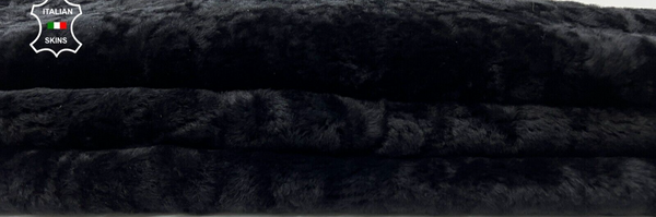 BLACK SHORT Hair On sheepskin Lamb shearling fur leather hides 24"X31" #C425