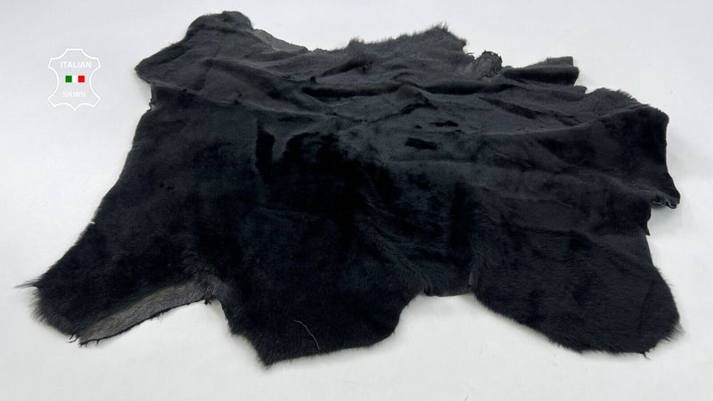 BLACK SHORT HAIR ON Soft sheepskin Shearling Leather hide skin fur 21"x26" #C840