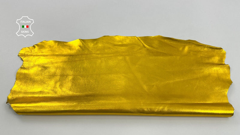 METALLIC YELLOW Italian Goatskin Goat leather skins hides 4+sqf 0.9mm #C2578