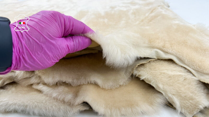 IVORY LIGHT SAND Hair On DOUBLE FACE On Suede sheepskin fur 7 skins 35sqf #C743