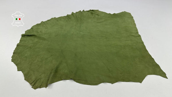 GREEN SUEDE Soft Italian Lambskin Sheep leather hides 4+sqf 0.8mm #C2164