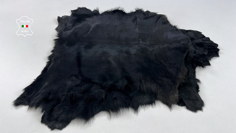 BLACK WITH BROWN HUE Short Hair On Goatskin shearling fur 5 skins 12+sqf #C1959