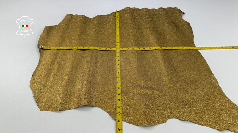 METALLIC BRASS GOLD PEBBLE GRAINY Strong Goatskin leather hides 5sqf 0.8mm C2186