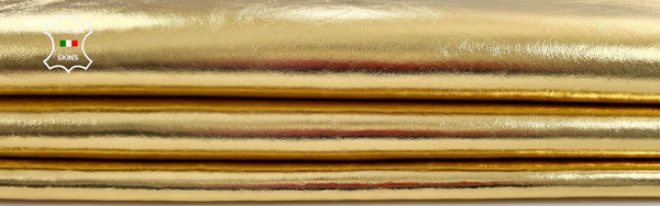 METALLIC GOLD Soft Italian Lambskin Sheep Lamb leather hides 6+sqf  0.9mm #C1518