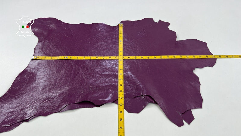 PURPLE PLUM SHINY CRINKLED Italian Goatskin leather 3 skins 23sqf 0.8mm #C822