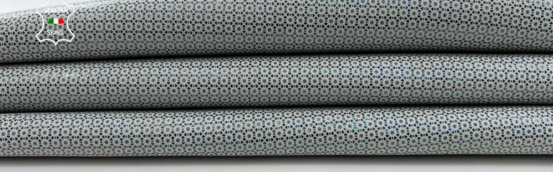 HOLOGRAPHIC EYE ATTRACTION PRINT ON GREY Thick Goat leather 2+sqf 1.2mm C1090