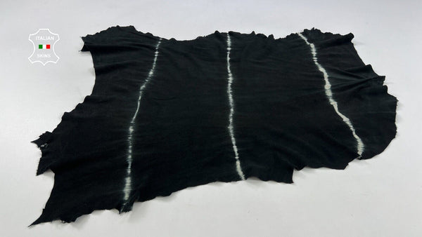 BLACK SUEDE TIE DYE Thin Soft Italian Lambskin leather hides 4sqf 0.6mm #C2079