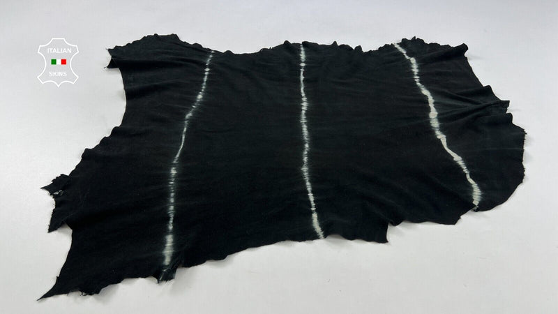 BLACK SUEDE TIE DYE Thin Soft Italian Lambskin leather hides 4sqf 0.6mm #C2079