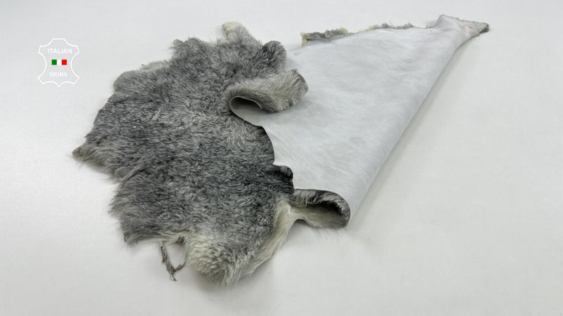 LIGHT GREY DISTRESSED Short Hair On sheepskin shearling Fur leather 17"X29" C972