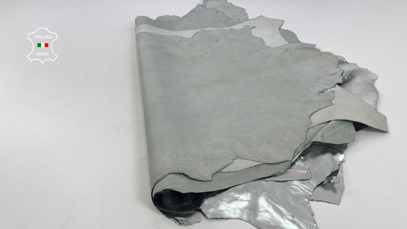 METALLIC SILVER CRINKLED Thin Strong Goatskin leather 6 skins 30+sqf 0.4mm C1756