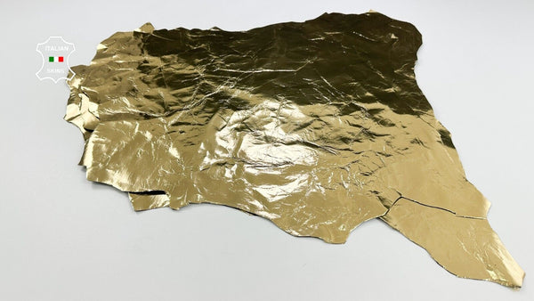 METALLIC GOLD WRINKLED CRINKLE Strong Goatskin leather 3 skins 12sqf 0.9mm C2335