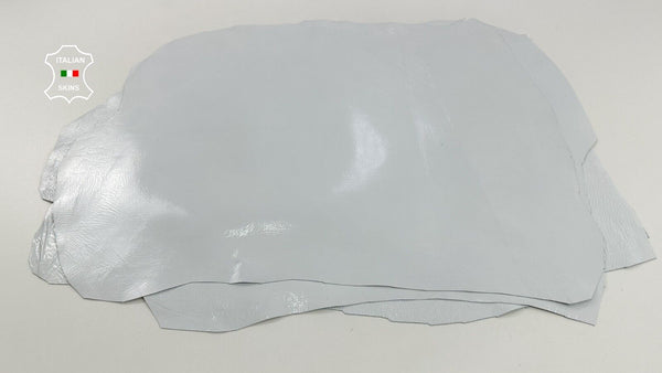 PATENT SHINY ICE WHITE CRINKLED Lambskin leather hide 3 skins 16sqf 0.8mm #C2931