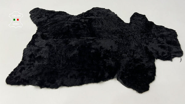 BLACK SHORT Hair On sheepskin Lamb shearling fur leather hides 24"X31" #C425