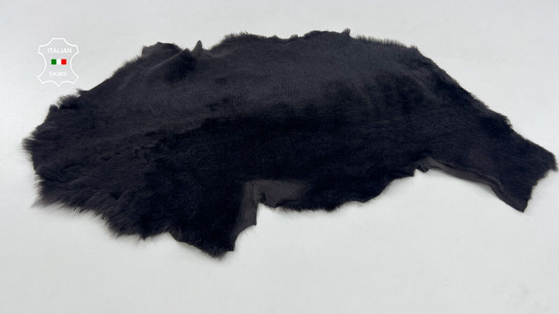 BLACK HAIR On sheepskin Shearling Lamb Sheep Leather hides fur 30"x45" #C1190