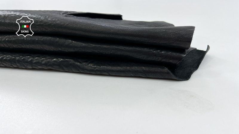 WASHED BLACK BUBBLY GRAINY VEGETABLE TAN Thick Lamb leather 5+sqf 1.6mm #C1264