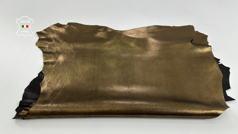 METALLIC BRONZE SHIMMER LAME Italian Goatskin leather 2 skins 7+sqf 0.8mm #C2779