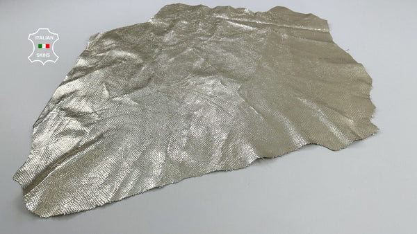 METALLIC LIGHT GOLD SNAKE PRINT ON Soft Lambskin leather hides 6sqf 1.0mm C2487