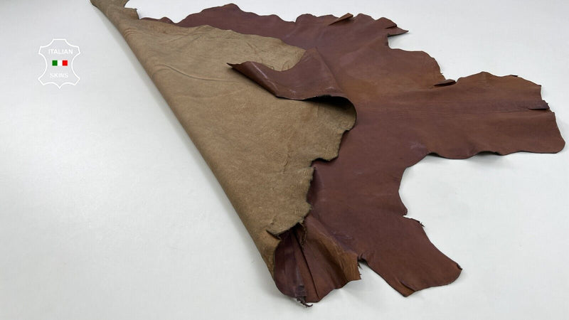 ROSEWOOD BROWN DISTRESSED DIRTY LOOK Soft Lambskin leather 8sqf 1.0mm #C747