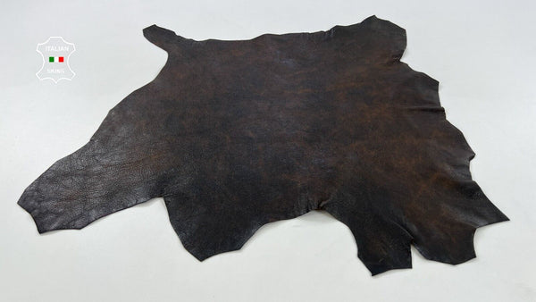 BROWN ANTIQUED ROUGH Thick Italian Goatskin Goat leather hide 3+sqf 1.2mm #C1564