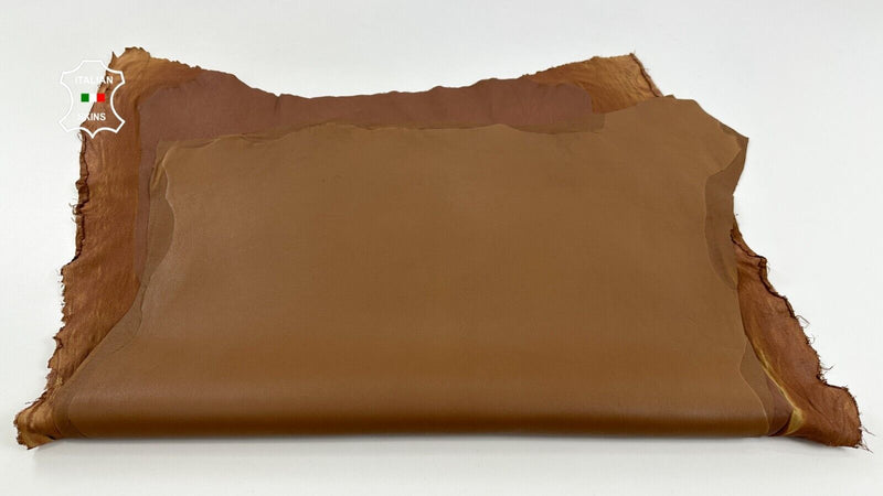 TAN BROWN 2 SHADES STRETCH Backed Lambskin leather 2 skins 10+sqf 0.9mm #C2803