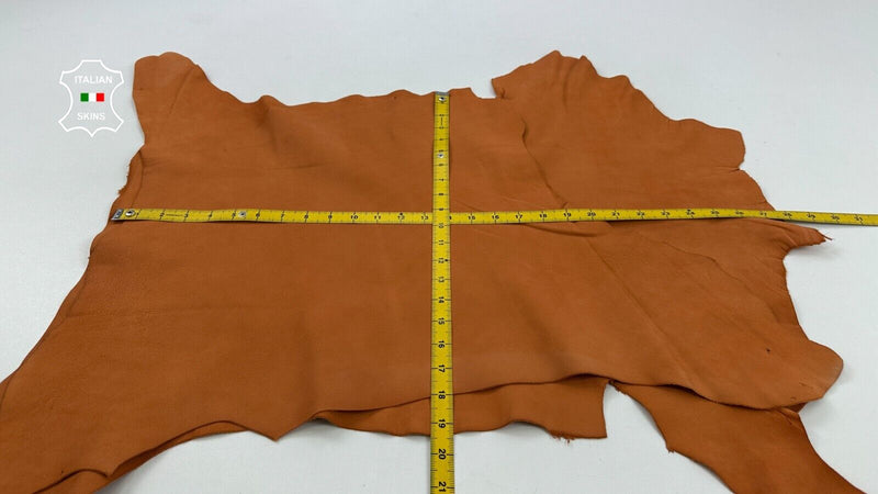 WASHED BRIC ORANGE VEGETABLE TAN ROUGH Goatskin leather 2 skins 7sqf 1.2mm C2446