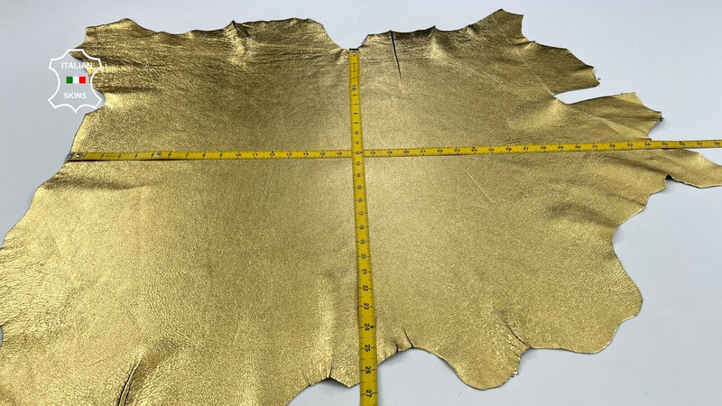 METALLIC GOLD GRAINY Thin Soft Lambskin Sheep leather hides 8sqf  0.6mm #C1924