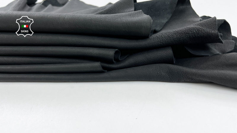 WASHED BLACK MATTE VEGETABLE TAN Thick Lamb leather 3 skins 18sqf 1.5mm #C835