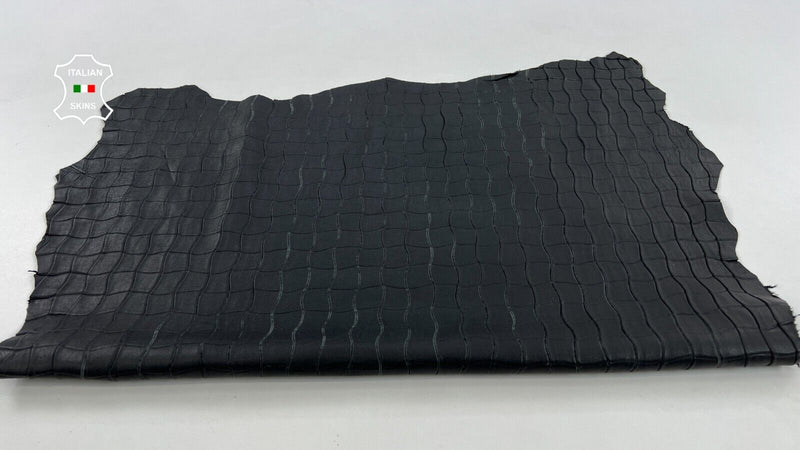 ANTHRACITE CROCODILE TEXTURED PRINT ON Soft Lambskin leather 5sqf 0.8mm #C1267