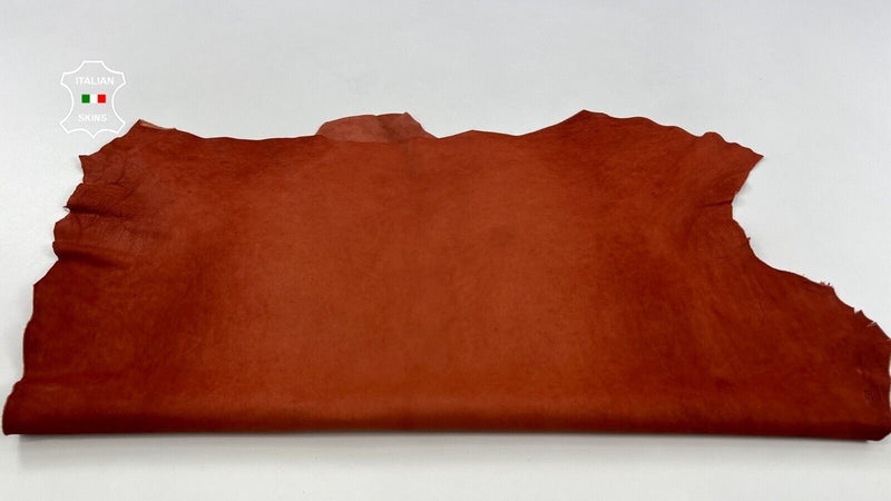 NATURAL FIRE ORANGE NAKED ANTIQUED Thick Soft Lambskin leather 6sqf 1.1mm C2051