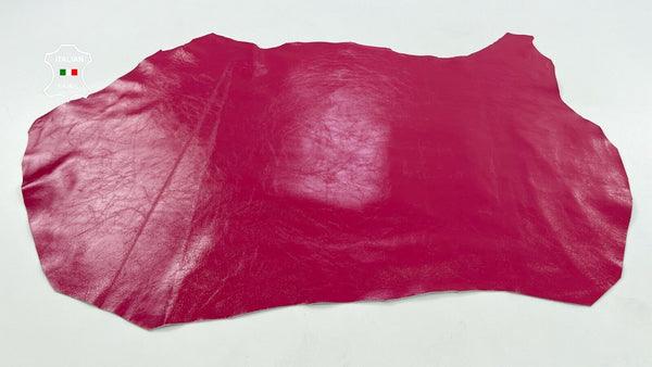 PATENT HOT PINK SHINY CRINKLED Soft Italian Lambskin leather 5sqf 0.9mm #C1562