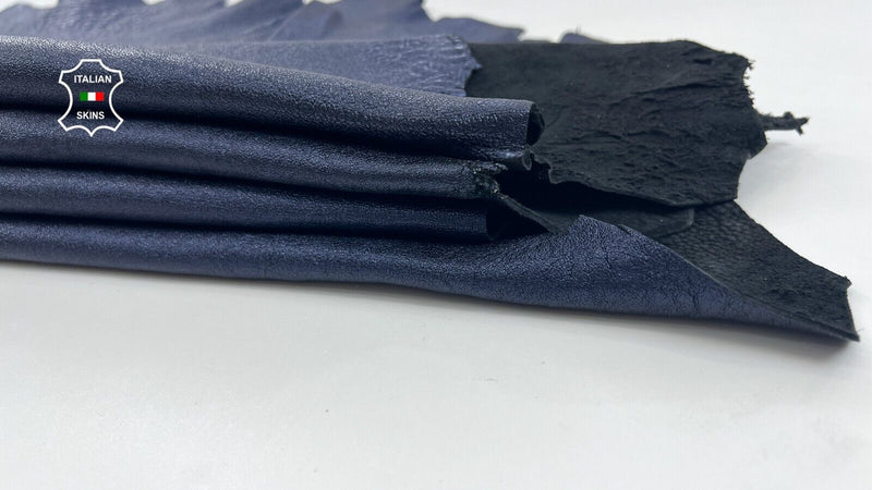 WASHED METALLIC OCEAN BLUE ROUGH Thick Goat leather 2 skins 12sqf 1.8mm #C1174