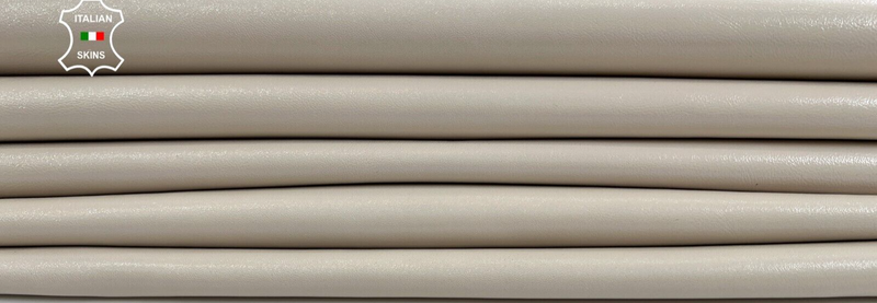 IVORY COATED SHINY Italian Goatskin Goat leather hides 2 skins 10sqf 1.0mm C1458