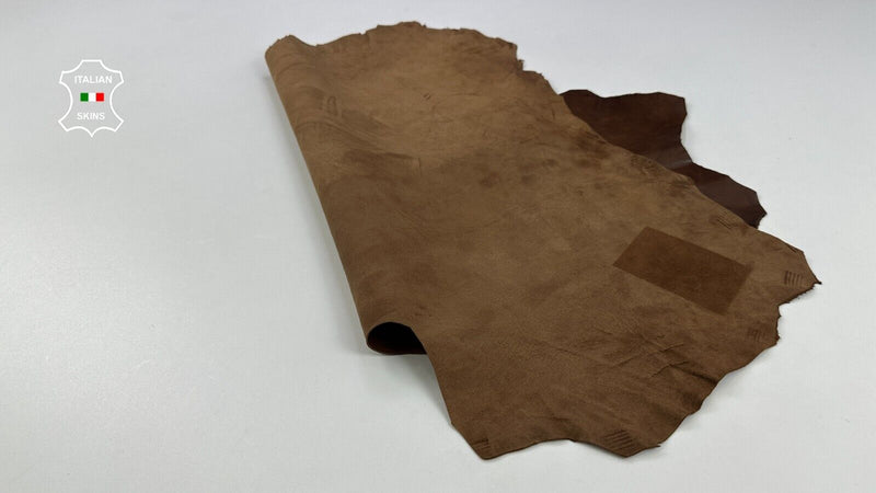 BROWN ROUGH ANTIQUED VEGETABLE TAN Soft Goatskin leather hide 3+sqf 1.0mm #C2280