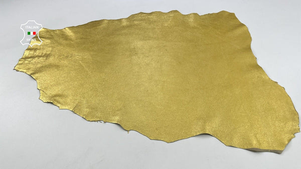 METALLIC GOLD GRAINY ROUGH Thick Italian Goatskin leather hide 6+sqf 1.1mm C1675