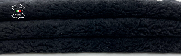 BLACK ON BLACK SUEDE HAIR ON sheepskin Shearling Leather fur 20"x29" #C838