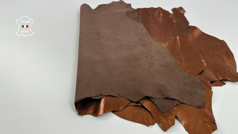 METALLIC COPPER ROUGH Soft Italian Goatskin leather  3 skins 15+sqf 0.9mm C2893