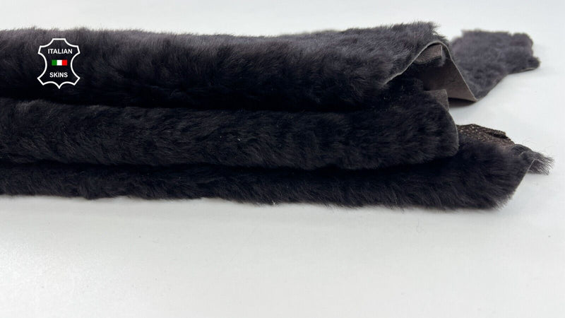 DARK BROWN Hair On Soft Italian sheepskin Lamb shearling fur hide 24"x25" C1957