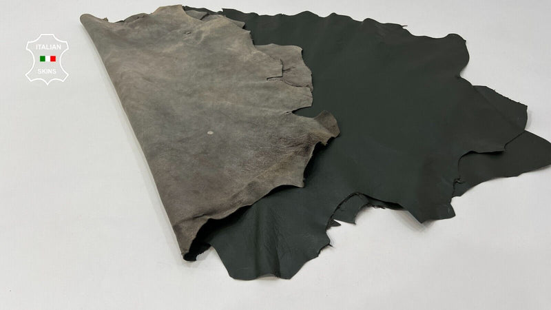 ARMY GREEN Soft Italian Lambskin Sheep leather hides 2 skins 14+sqf 0.9mm #C252