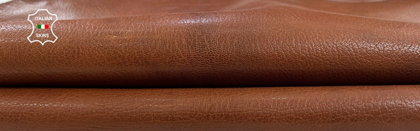 COGNAC BROWN ROUGH VEGETABLE TAN Thick Italian Goatskin leather 4sqf 1.7mm C2131