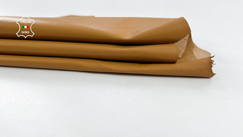 MUSTARDY TAN Soft Italian Lambskin Sheep Lamb leather hides  5sqf 0.7mm #C857