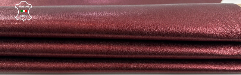 METALLIC WINE BURGUNDY GRAINY ROUGH Soft Goatskin leather hide 4sqf 0.9mm #C2576