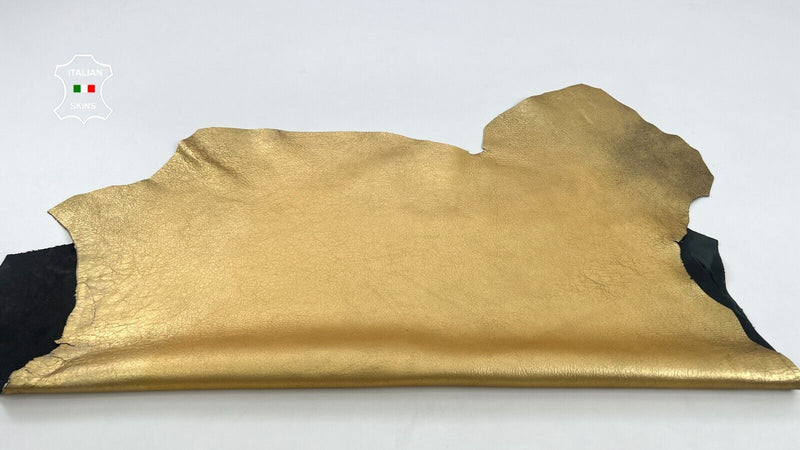 METALLIC OLD GOLD CRINKLED Soft Italian Lambskin leather hides 7sqf 1.0mm #C883