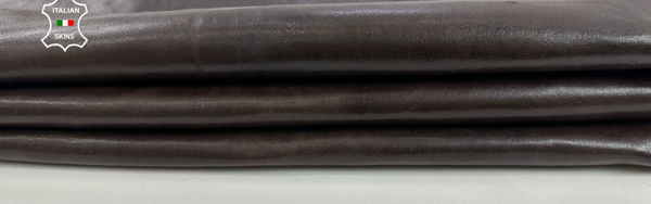 MAHOGANY BROWN SHINY VEGETABLE TAN Soft Lambskin leather hide 7+sqf 1.0mm C2944