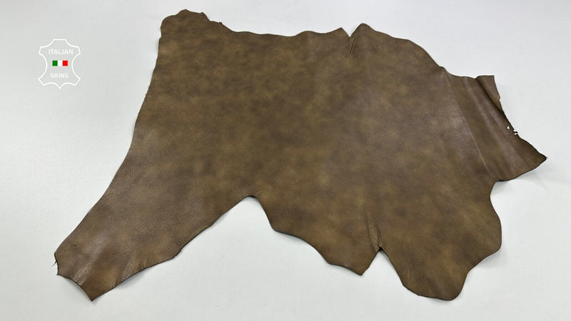 BRONZE PEARLIZED DISTRESSED GRAINY ROUGH Italian Goat leather 4sqf 1.0mm C2690