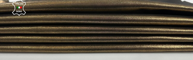 METALLIC BRONZE SHIMMER LAME Italian Goatskin leather 2 skins 7+sqf 0.8mm #C2779