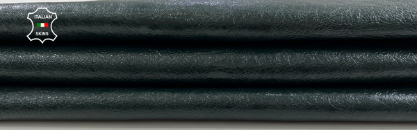 PINE GREEN CRINKLE SHINY COATED Soft Italian Goat leather hide 4sqf 0.8mm #C1604